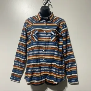 Panhandle Western Long Sleeve Serape Shirt Size Medium NWT Button Snaps Orange thumbnail 2