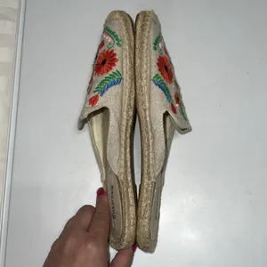 Soludos Ibiza Embroidered Mule Womens Size 8.5 Espadrille Flats‎ Floral Tan Boho thumbnail 5
