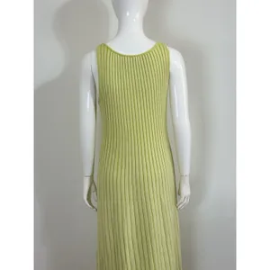 By Together Ribbed Knit Maxi Dress Lime Green Size M Tank Sleeveless Bodycon thumbnail 7