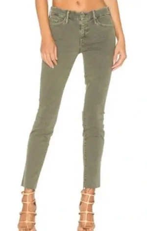 Mother High Waisted Looker Ankle Jeans Fray Jeans in Military Green First Move thumbnail 1