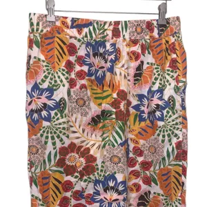 C&C California Linen Pants L Wide Leg Floral Print Pull On Colorful Relaxed thumbnail 6