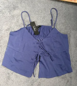 Lulu's Blue Tie-Front Cami Tank Top crop medium NWT thumbnail 1
