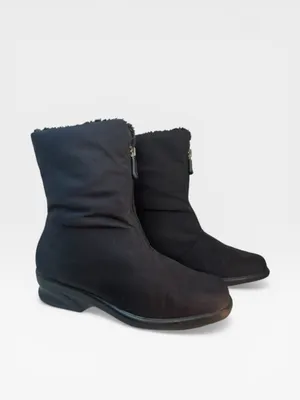Toe Warmers Black Fleece Lined Front Zip Ankle Winter Boots Women's Size 8 thumbnail 6