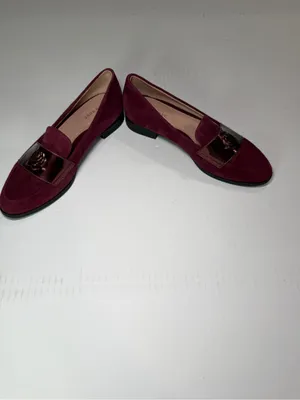 Taryn Rose Burgundy Suede Loafers with Rose-Metal Accent thumbnail 6