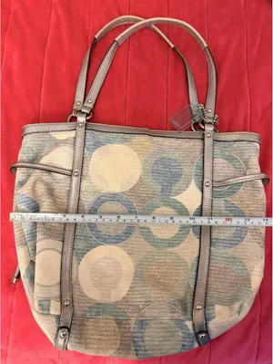 Vintage Coach Audrey Metallic Graphic Op Art Cinched Tote thumbnail 5