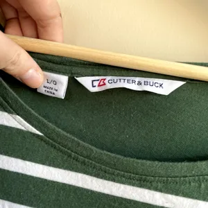 Cutter & Buck minnesota wild hockey green striped 3/4 sleeve top women's L thumbnail 3