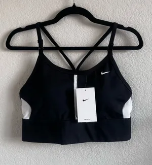 NWT Nike Indy Sports Bra L Black White thumbnail 1