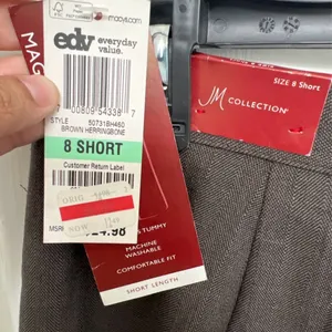 JM collection brown herringbone pants, new size 8 short Inseam 29” 2 thumbnail 3