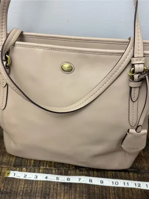 Coach Peyton Leather Zip Top Tote F27349 Brass/Sand bag thumbnail 7