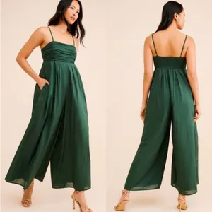 Anthropologie Hutch‎ The Mabel Square-Neck Wide-Leg Jumpsuit Forest Green Small thumbnail 2