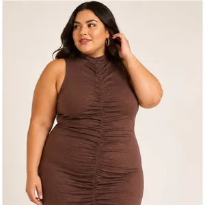 Sofia Jeans Womens Dress Sz XXL French Roast Gathered Front Rhinestone Cocktail thumbnail 5