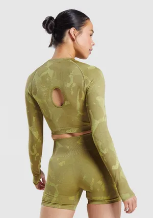 Adapt Camo Seamless Long Sleeve Crop Top thumbnail 2