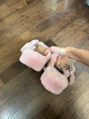 UGG Plush Shearling Slide Sandals in Light Pink size 8 thumbnail 6
