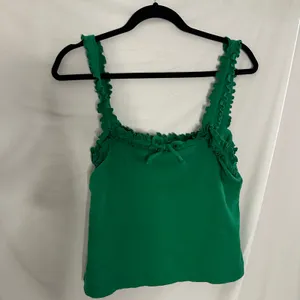 Maeve Anthropologie Ruffled Cami Top Green Size Large thumbnail 2