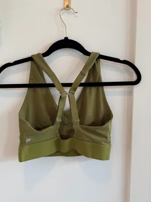 Fabletics Olive Green V-Neck Strappy Back Sports Bra thumbnail 4