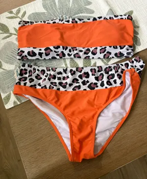 Orange & animal print size XL two piece bathing suit thumbnail 1