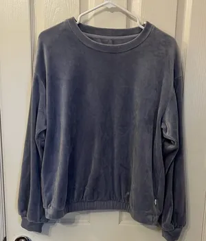 UGG Shanara Velvet Crew Neck Sweatshirt in the color Cloudy Grey. Large thumbnail 1