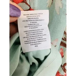 As You Wish Green Floral Chiffon Smocked Asymmetrical Dress LARGE Cottage Flowy‎ thumbnail 12
