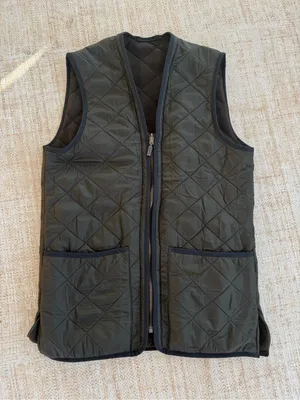 Barbour Women’s XS Quilted Best Dark Green Zip Pockets Vest Reversible Classy thumbnail 1
