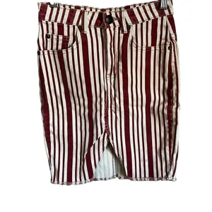 Free People Red Cream‎ Pencil Denim Skirt thumbnail 2