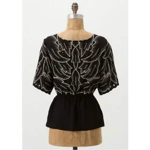 Maple Anthropologie Odd Rubies Embroidered Peplum Top thumbnail 4
