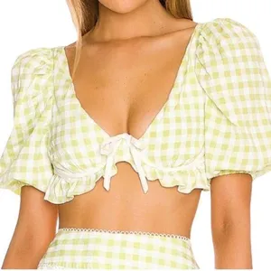 For Love And Lemons Maureen Gingham Crop Top thumbnail 1
