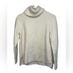 Madewell Mercer Ivory Thick Knit Wool Blend Turtleneck Sweater Sz S thumbnail 7