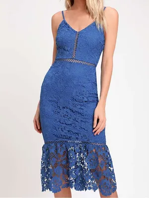 Lulu's Taliah Blue Lace Midi Dress thumbnail 1