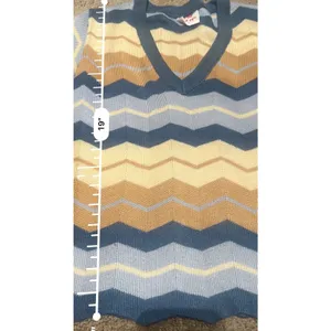 The Red Eye Vintage Sweater Vest V-Neck Sleeveless Knit Blue Women's Small thumbnail 4