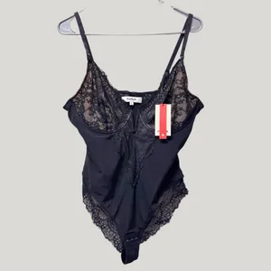 NWT Popilush Lace Shapewear Bodysuit – V-Neck Tummy Control Thong –‎ Lg thumbnail 4