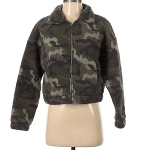 ✨ American Eagle Women’s Camo Fleece Sherpa Teddy Cropped Jacket✨ thumbnail 2