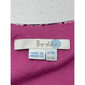 Boden‎ Silvia Long Sleeve A-line Faux Tie Wrap Dress Pink 14L Tall Geometric thumbnail 4