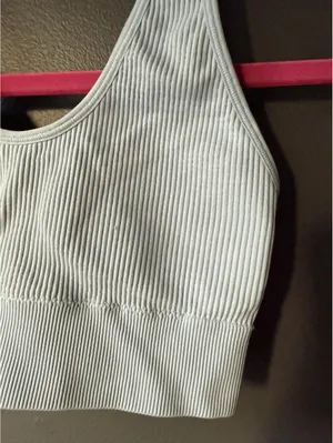 Aerie Light Blue Ribbed Sports Bra Top Size S/P thumbnail 2