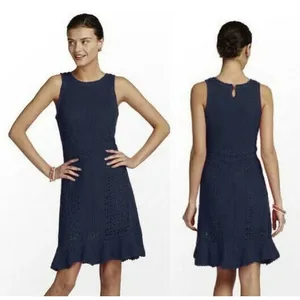 Lilly Pulitzer Molly Navy Harbor Crochet Sleeveless Sweater Dress Size Large thumbnail 2