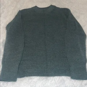 Lululemon Merino Wool-Blend Ribbed Crewneck Sweater Heathered Tidewater Teal Sz2 thumbnail 1