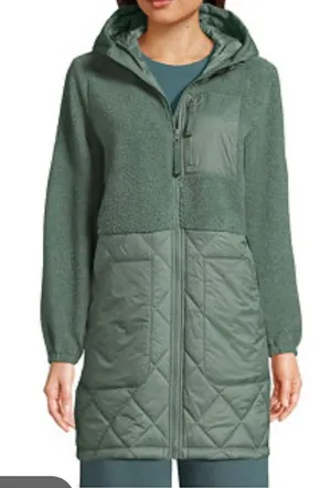 Lands End green Sherpa quilted jacket size small thumbnail 1