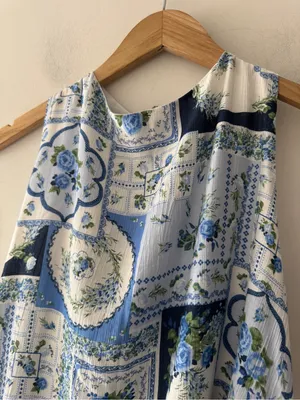 NEW!! Abercrombie & Fitch Blue Floral‎ Patchwork Summer Dress thumbnail 3