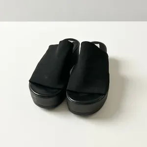 Steve Madden Slinky Platform Sandals Fabric Black 7 Made in Italy Y2K Retro thumbnail 2