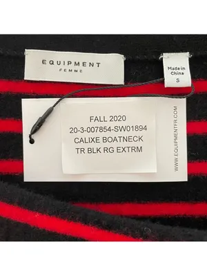 Equipment Calixe Boatneck 100% Wool Sweater Size Small Stripes Nautical Yacht thumbnail 5