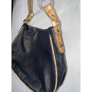 Brahmin Black‎ Leather Handbag Pecan Croc Embossed Trim & Handle 13x9.5" thumbnail 10