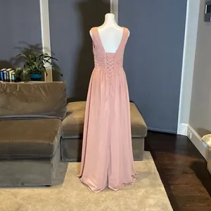 Women’s V-Neck Ruched Full Length Chiffon Bridesmaid Formal Dress Size S NWOT thumbnail 4
