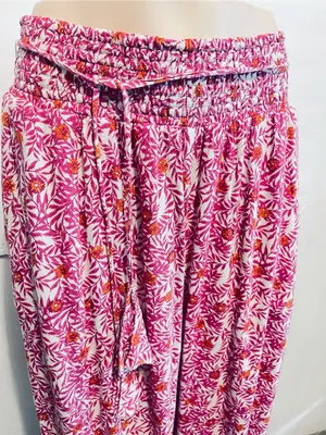 Anthropologie Pink Floral Drawstring Joggers thumbnail 4
