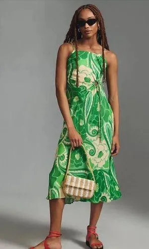 Anthropologie Farm Rio Tropical Groove Circle Cut Out Midi Dress Small thumbnail 1