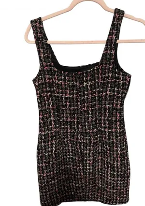 Sincerely Jules black & pink tweed mini dress Size S #twee #party thumbnail 3