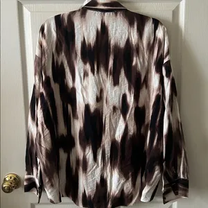 Rachel Roy‎ Womens Long Sleeve Abstract Tie Dye V-Neck Billowy Chic Top Size XL thumbnail 5