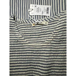 Marine Layer Darcy Smocked Poplin Dress M Pima Cotton NWT Navy Stripe thumbnail 15