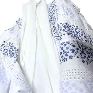 ZARA Floral Tiered Eyelet Lace Maxi Dress Medium White Blue Cottagecore Prairie thumbnail 9