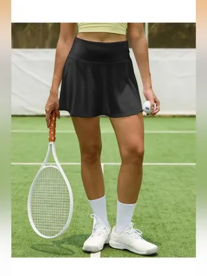 Black Pleated Tennis Pickle Ball Golf Active Skort w pockets thumbnail 5