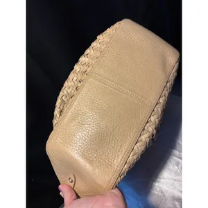 Cole Haan Genevieve Tan Woven Leather Hobo Bag Optical Weave Tassel Shoulder Bag thumbnail 13