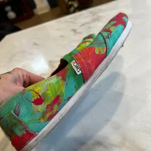 TOMS Slip On Shoes Womens 8.5 Colorful‎ Abstract Print Canvas Casual Comfort thumbnail 4